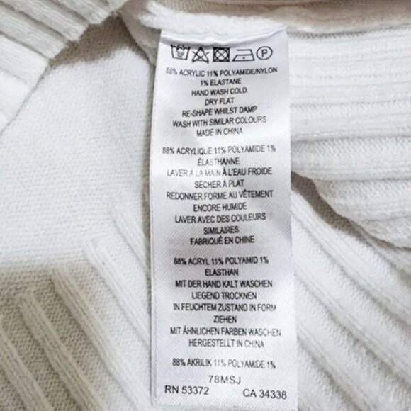 French Connection People Breton Stripe Sweater White Black Stripe Roll Neck L - Picture 8 of 8